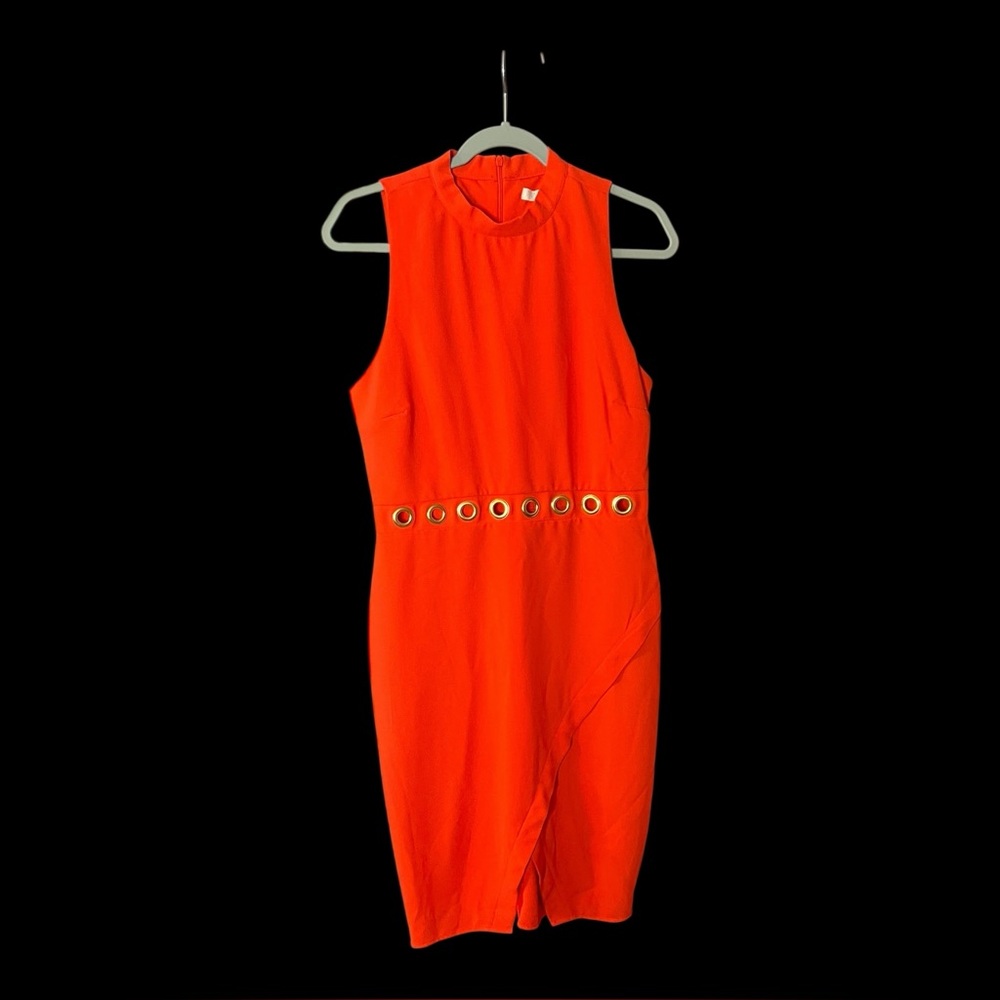 Gianni Bini Y2K Vintage Orange Gold Dress Sz L